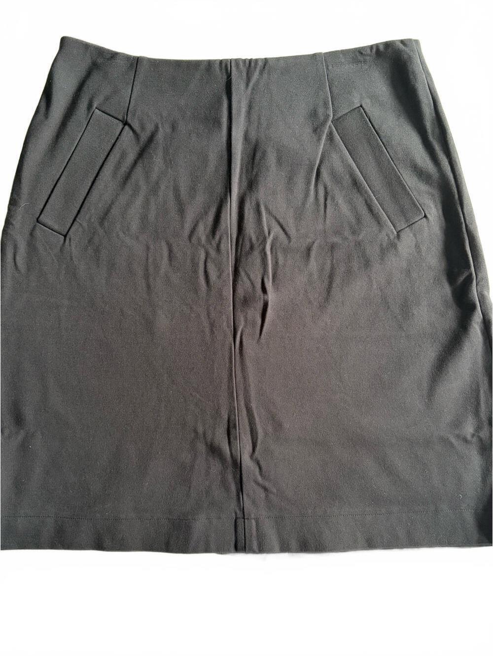 Lands’ End Black Ponte Pencil Skirt with Angled Pockets Classic Career Workwear